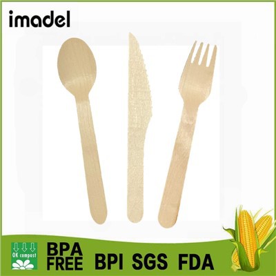 کارد و چنگال و ظروف یکبار مصرف چوبی